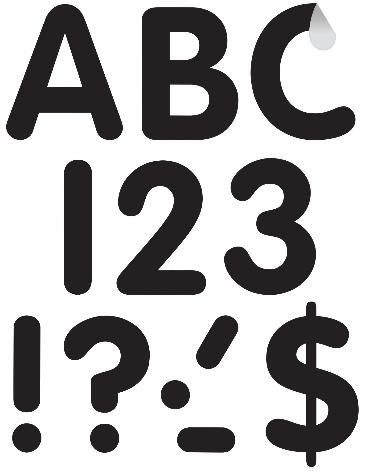 Black 4" Classic Self-Adhesive Letters Uppercase