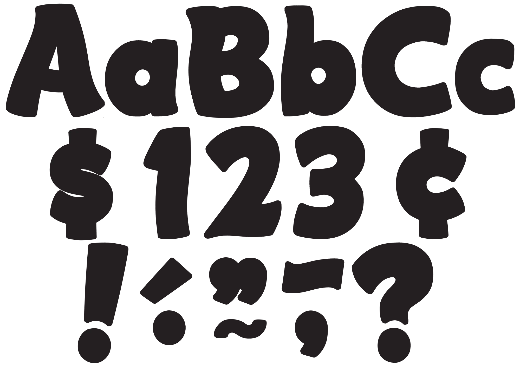 Black Funtastic 4" Letters Combo Pack
