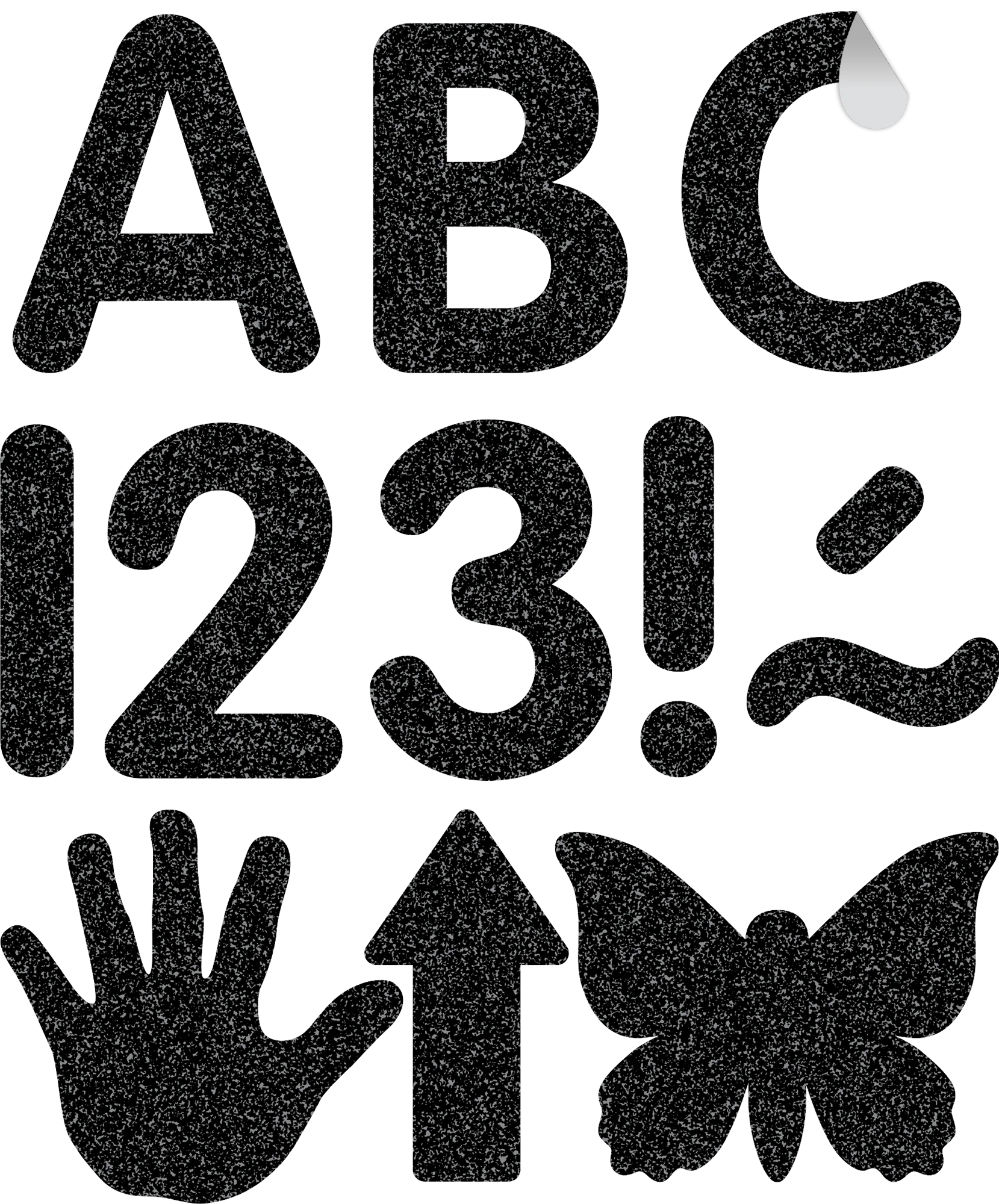Black Glitz 2" Classic Self-Adhesive Letters Uppercase