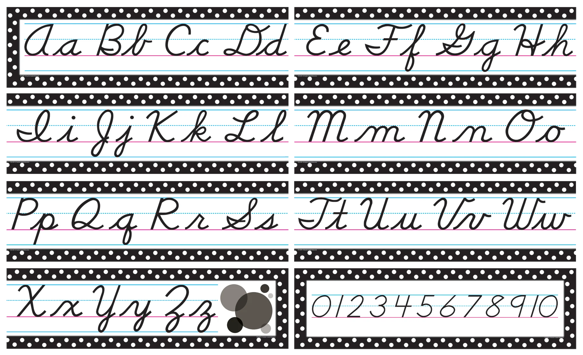 Black Polka Dots Cursive Mini Bulletin Board