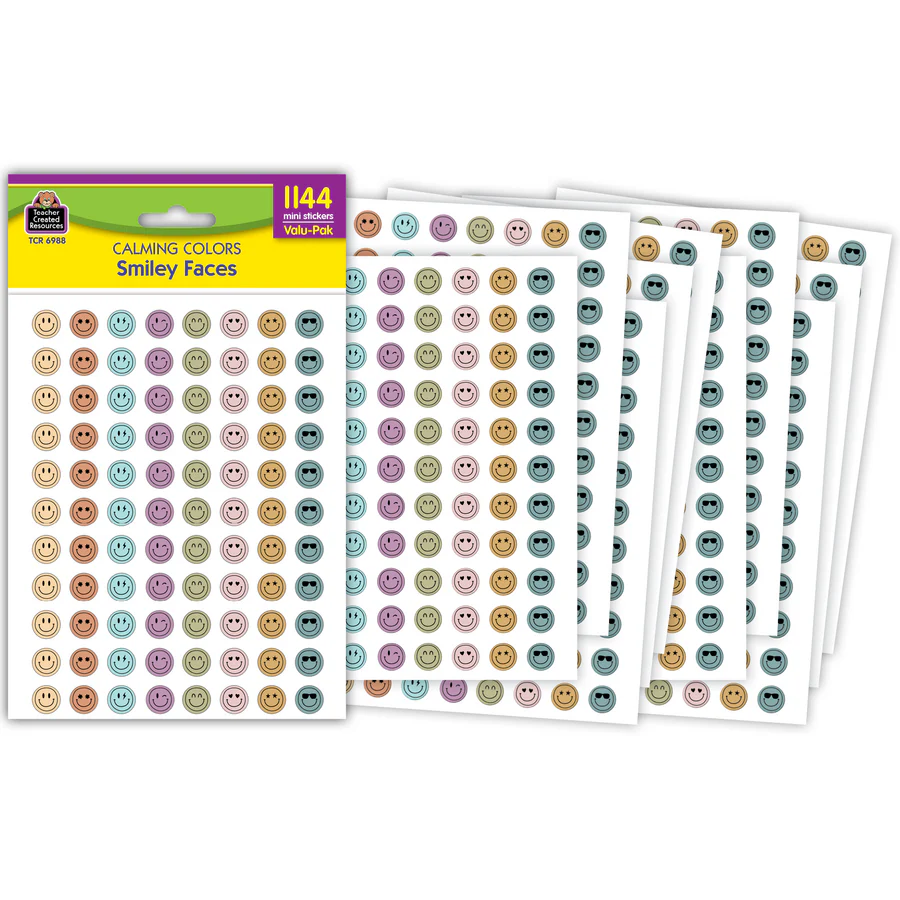 Calming Colors Smiley Faces Mini Stickers Valu-Pak
