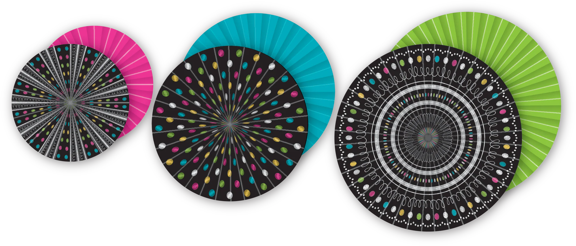 Chalkboard Brights Hanging Paper Fans