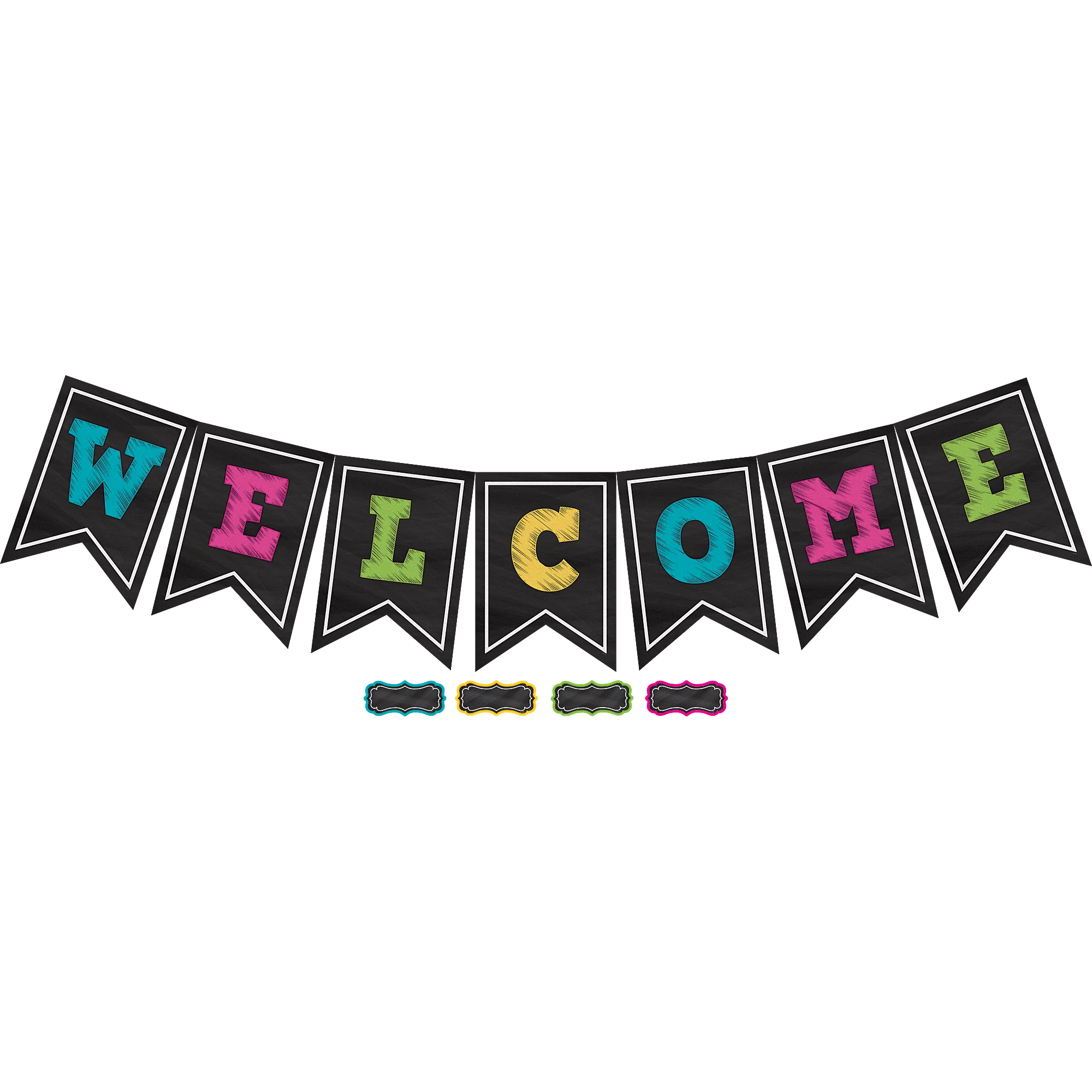 Chalkboard Brights Pennants Welcome Bulletin Board