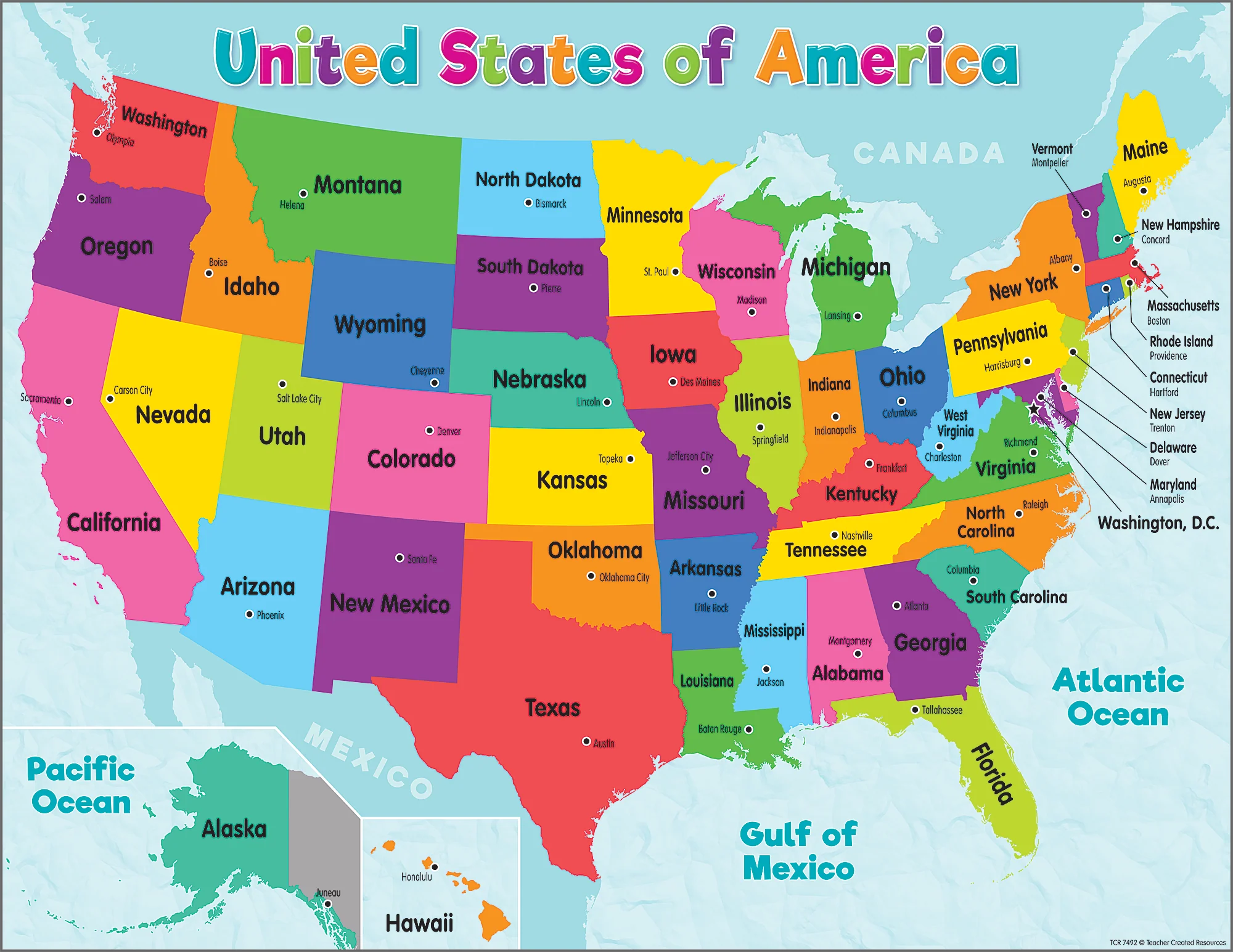 Colorful United States of America Map Chart
