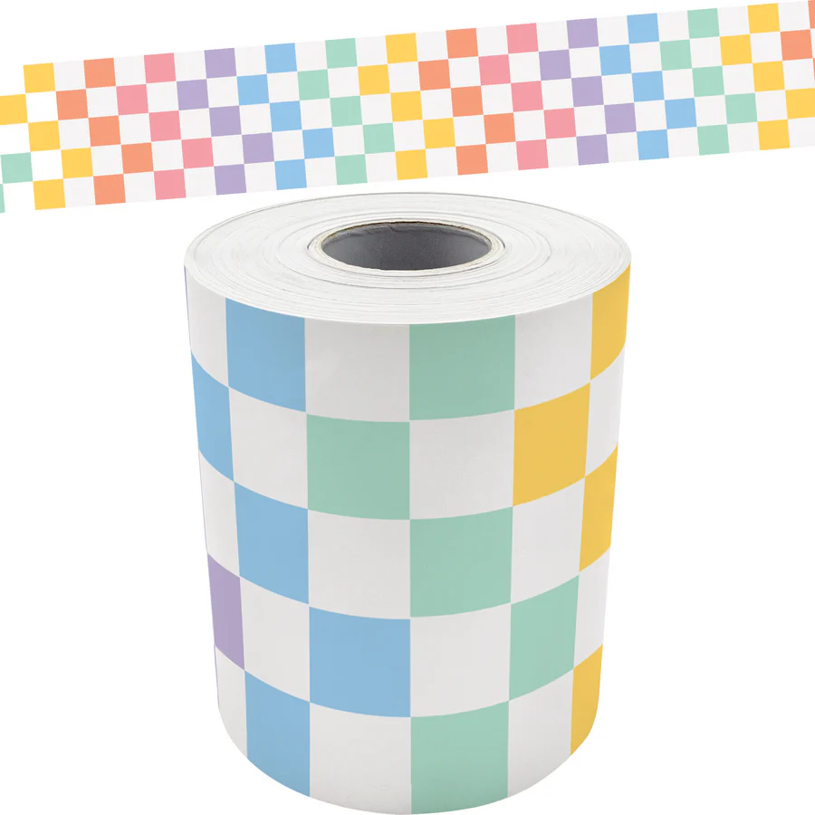 Cool for School Checkers Straight Rolled Border