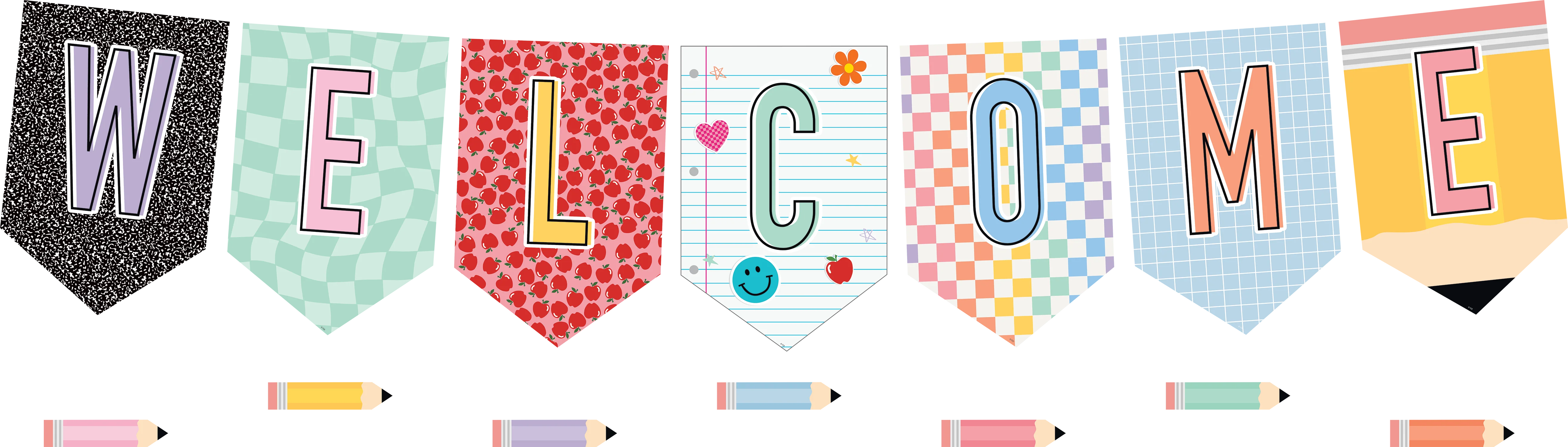 Cool for School Pennants Welcome Bulletin Board