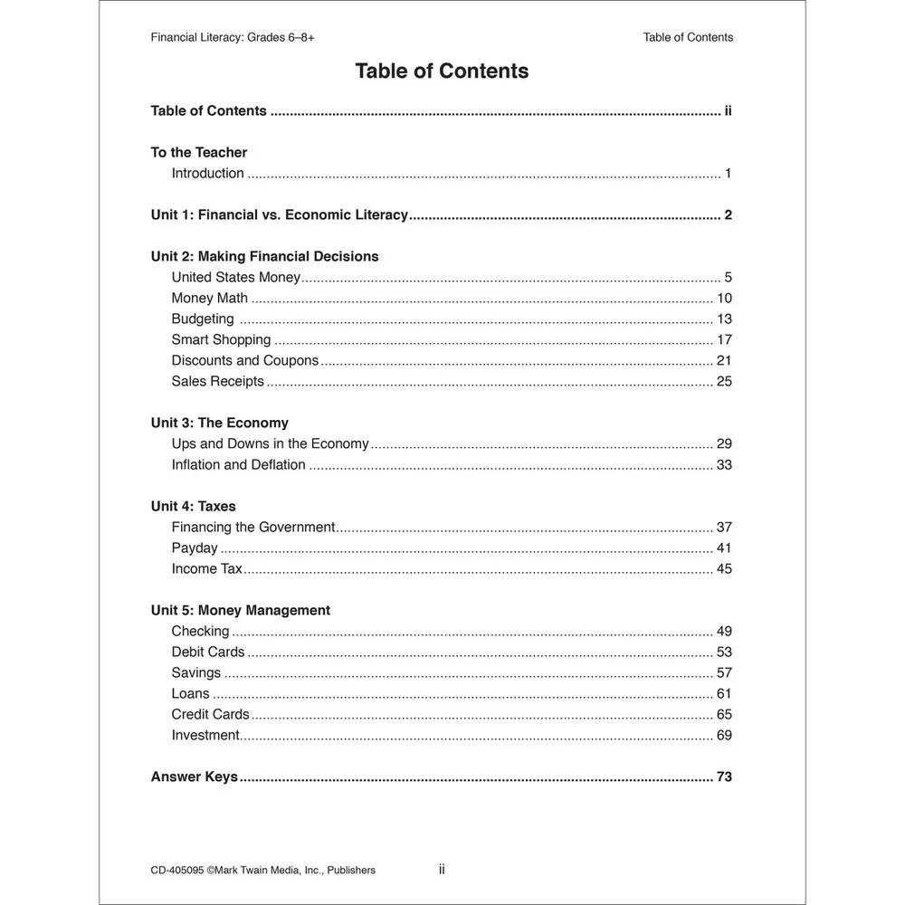 Financial Literacy Workbook Grades 6+ - Image 2