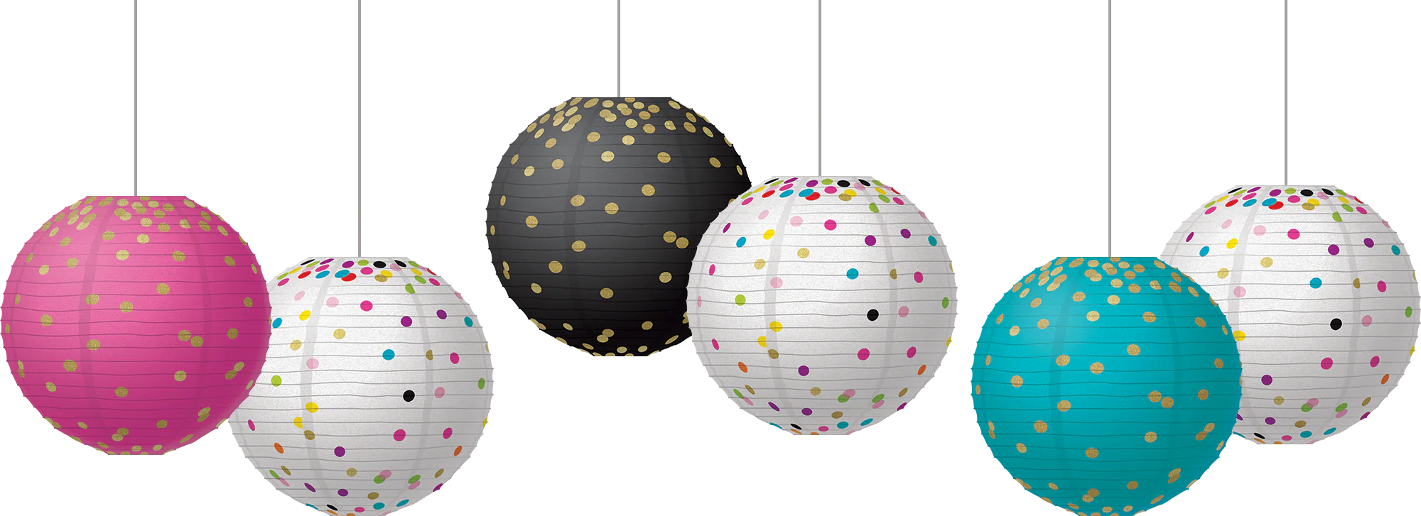 Gold Foil & Confetti 8" Hanging Paper Lanterns