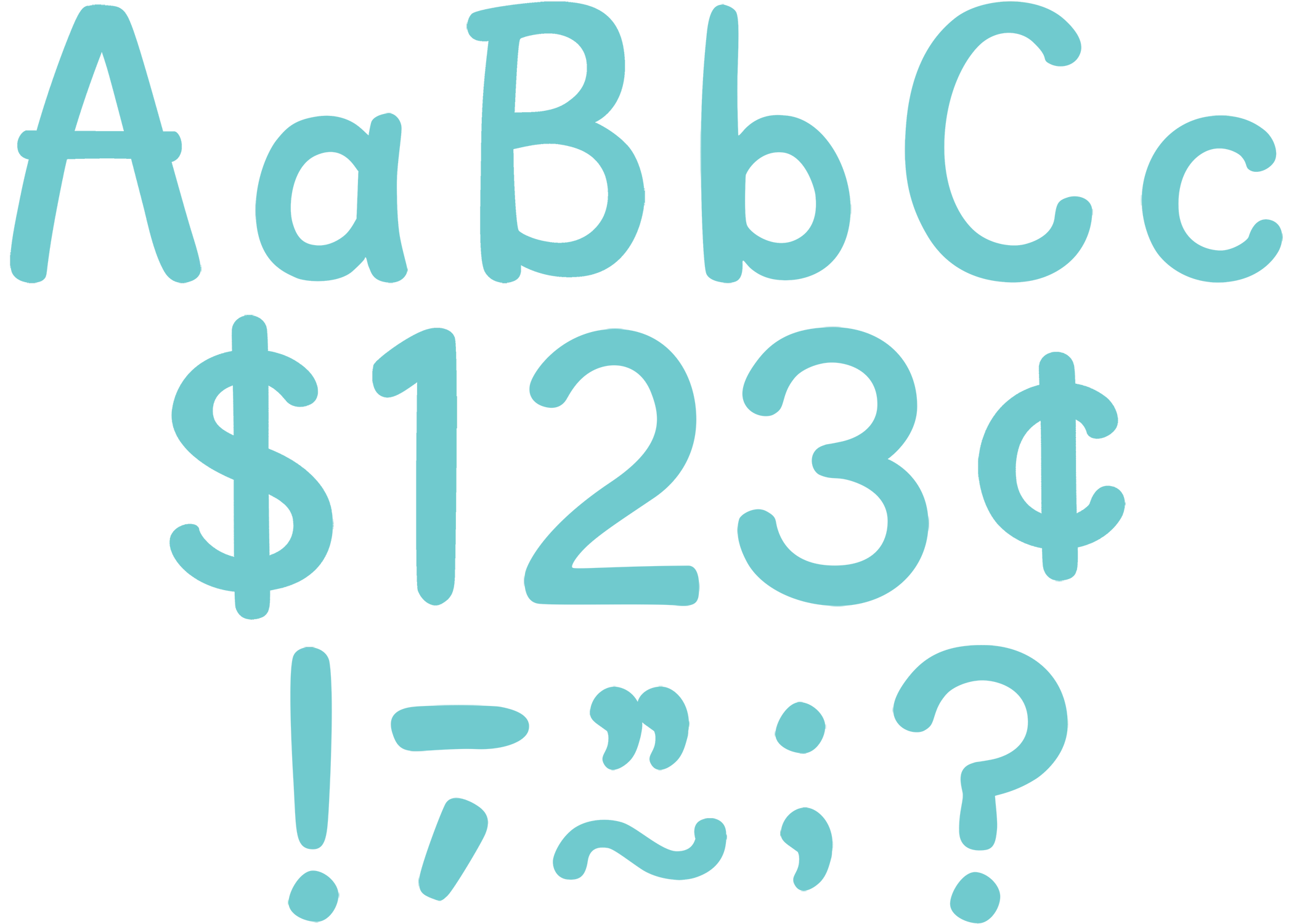 Light Turquoise 4" Modern Classic Letters Combo Pack