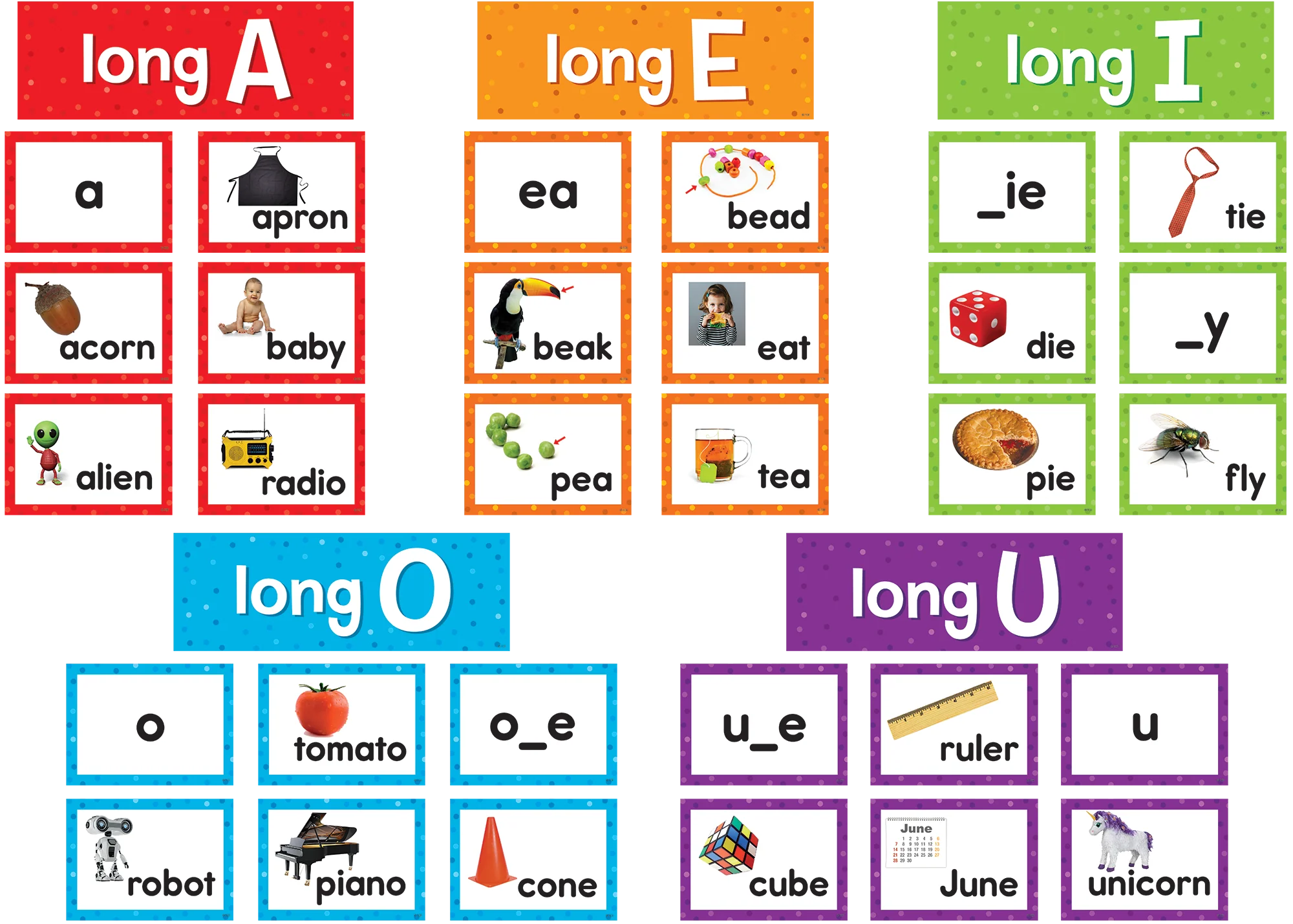 Long Vowels Pocket Chart Cards