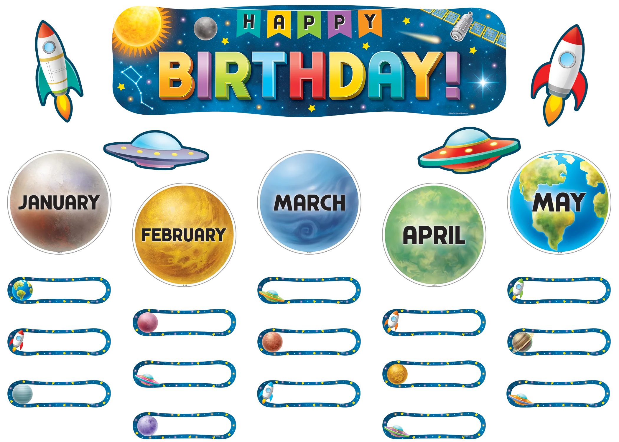 Outer Space Crew Happy Birthday Mini Bulletin Board
