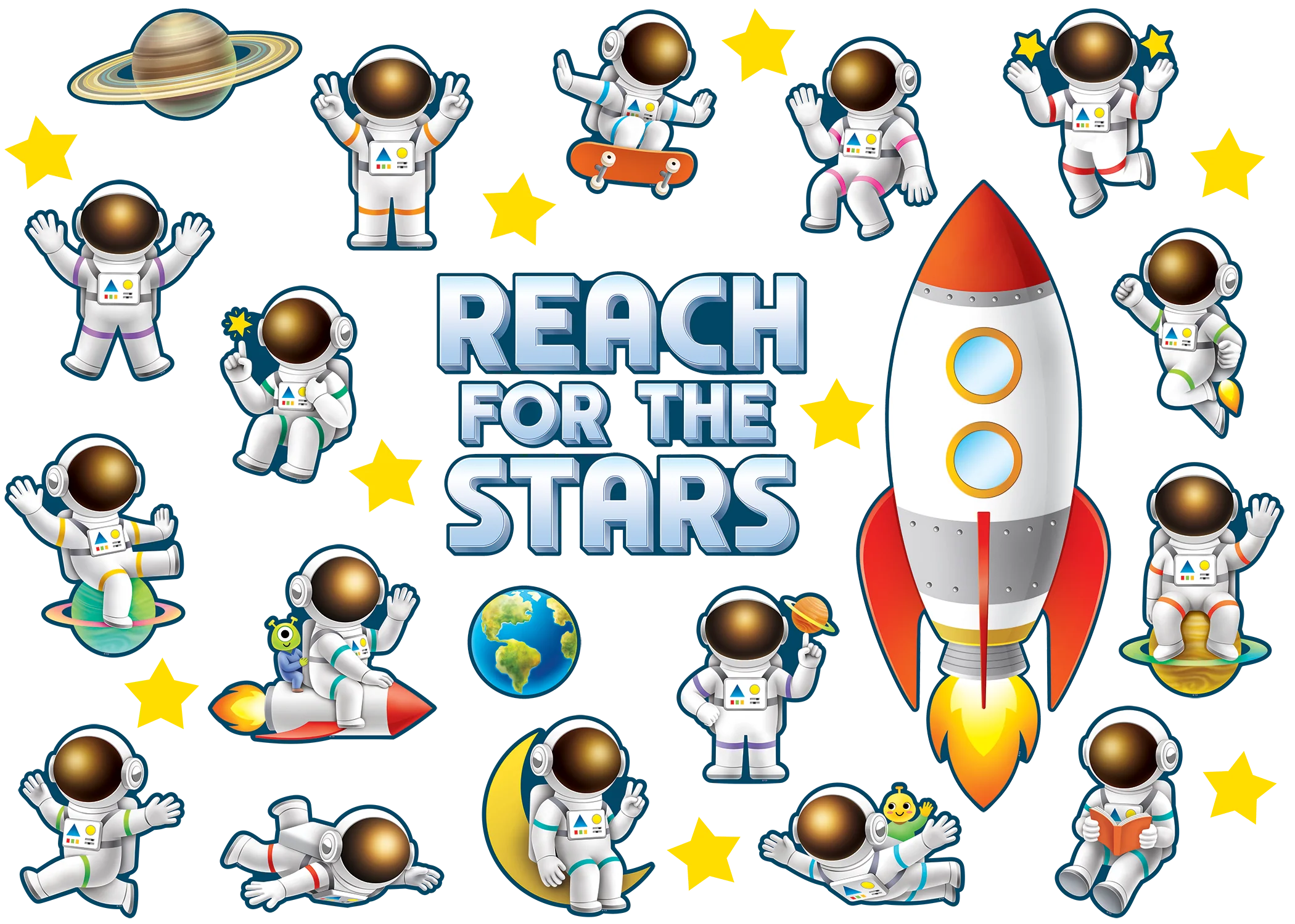 Outer Space Crew Reach for the Stars Bulletin Board