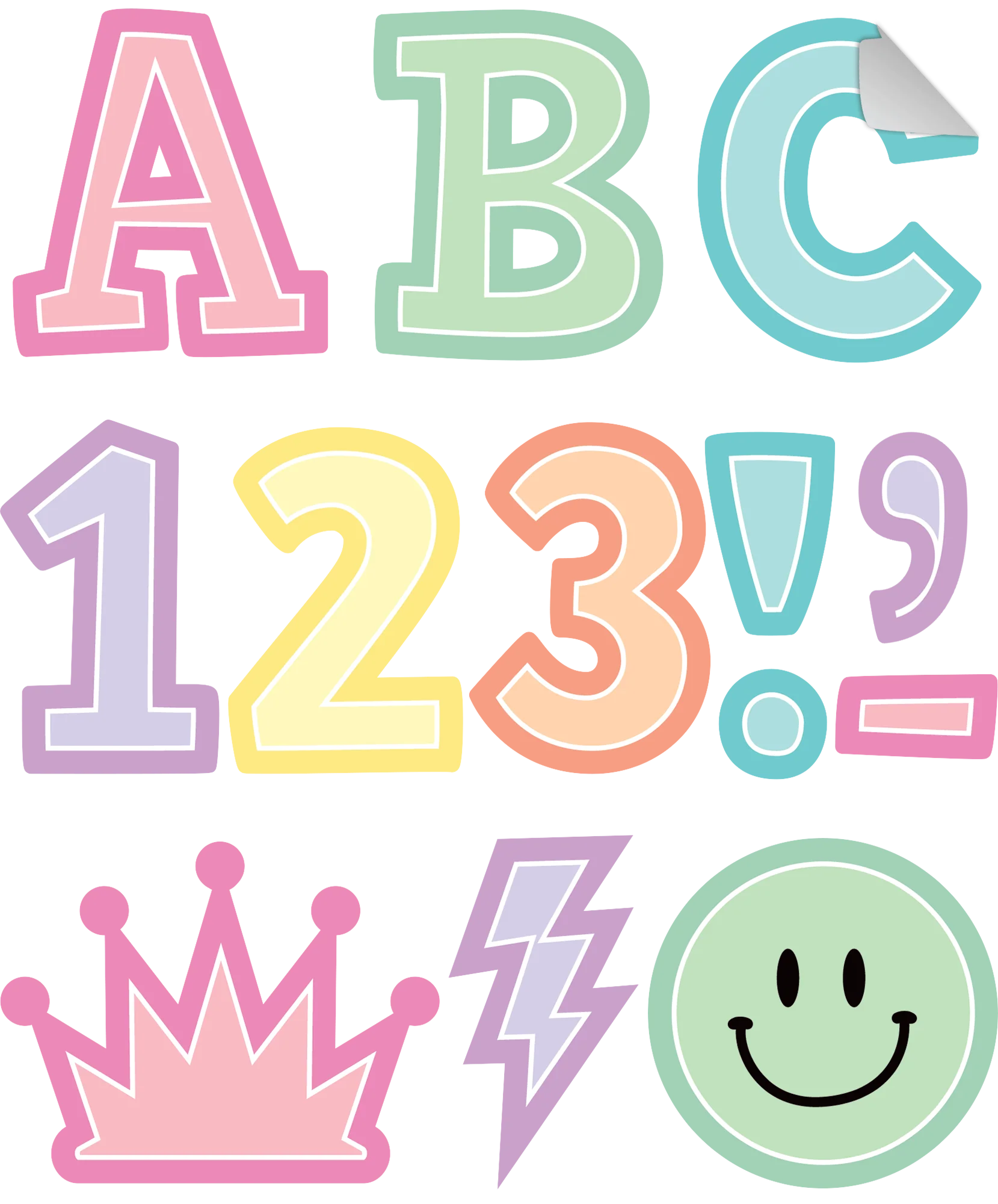 Pastel Pop 2" Bold Block Self-Adhesive Letters Uppercase