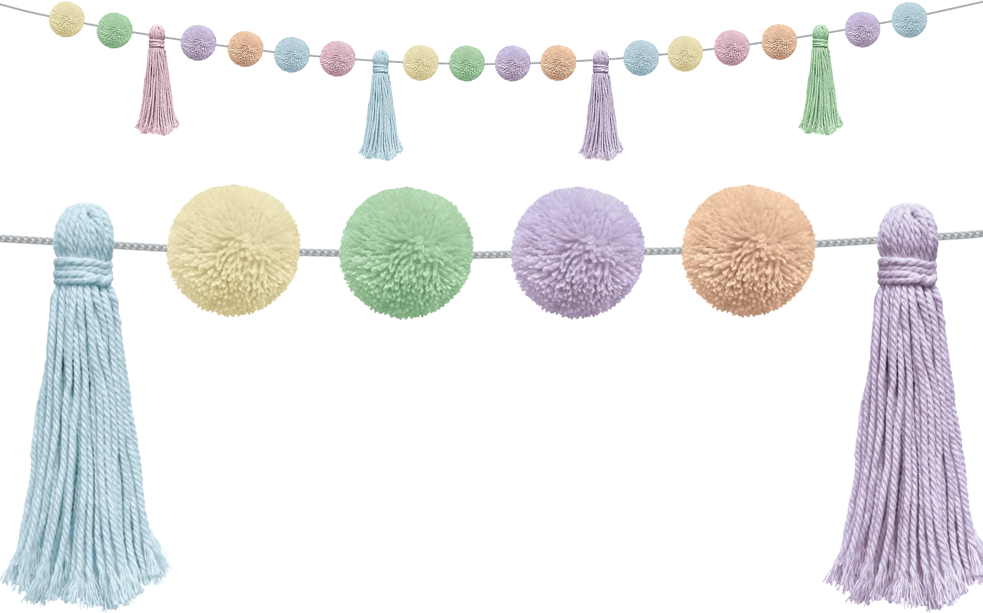 Pastel Pop Pom-Poms and Tassels Garland