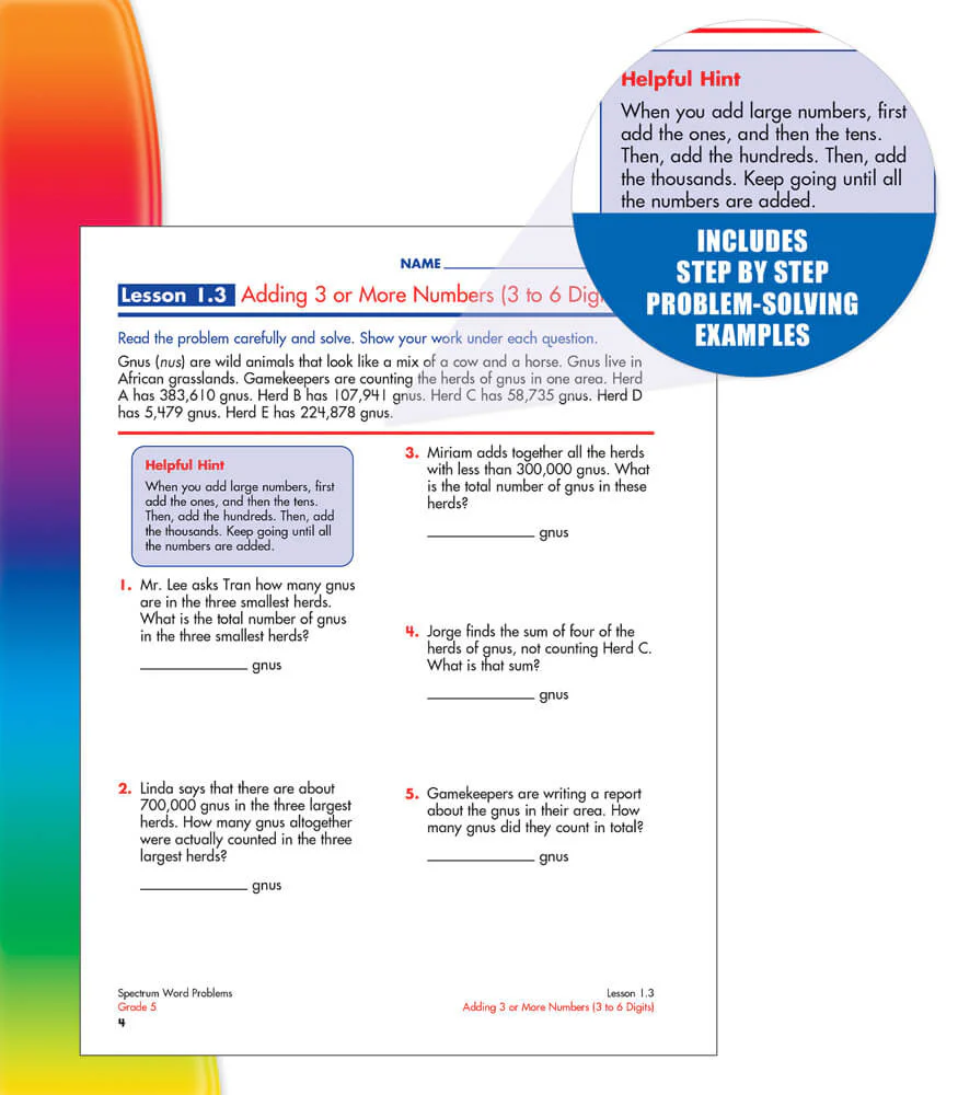 Spectrum Word Problems Grade 5 - Image 2