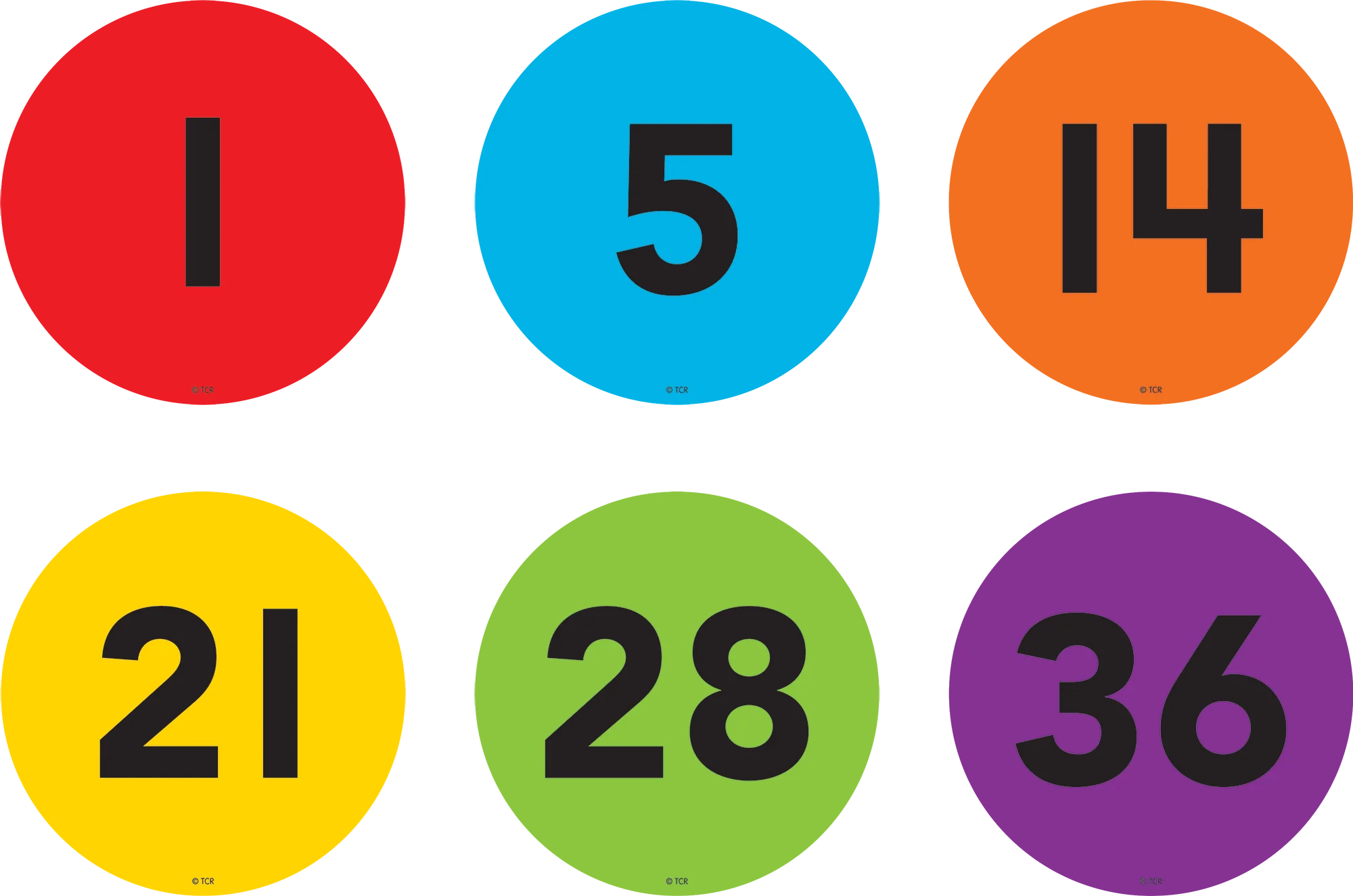 Spot On® Floor Markers Numbers 1–36 - 4"