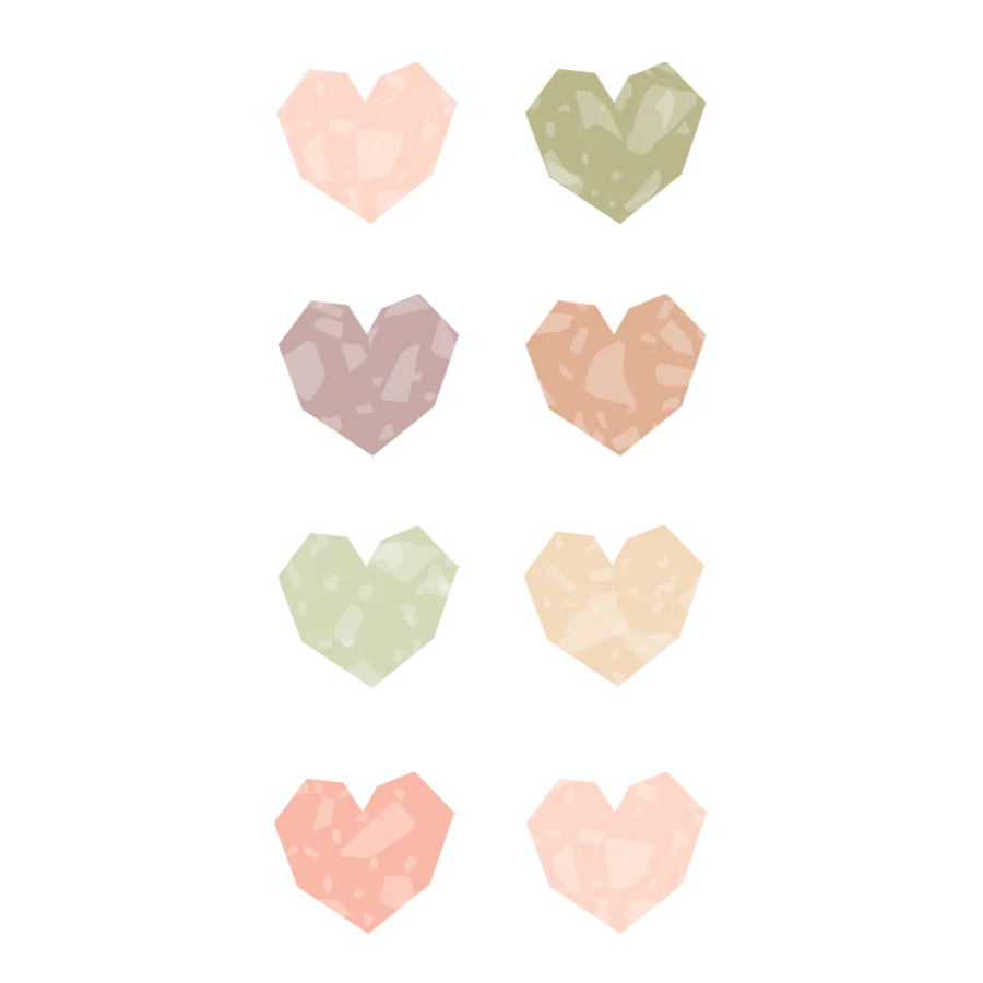 Terrazzo Tones Hearts Mini Stickers